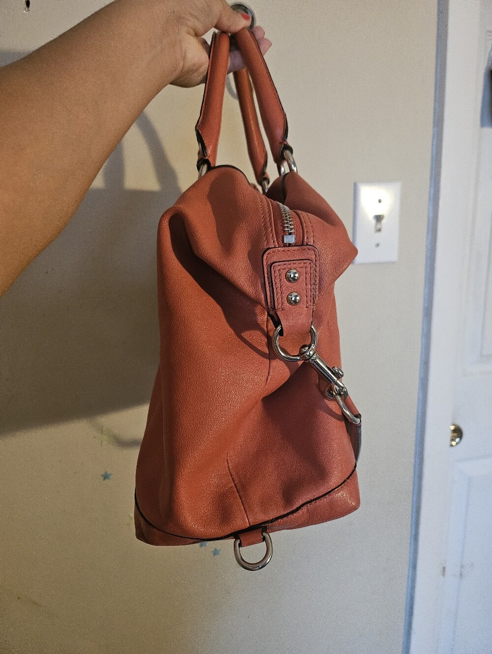 Coach Y2K Ashley Leather Satchel in a coral - Picture 7 of 11